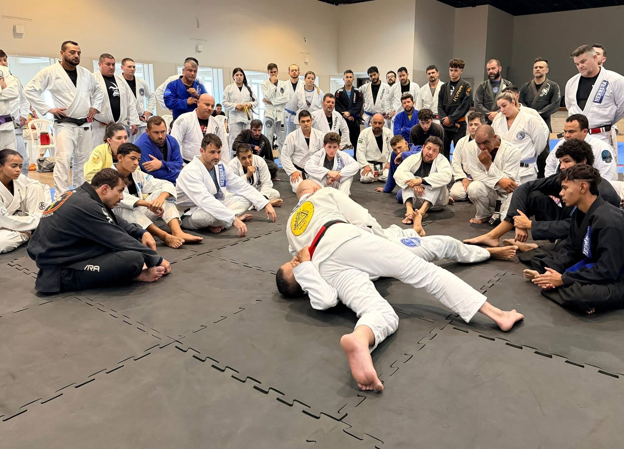 Nilson Liboni ensinando uma técnica durante um seminário de Jiu-Jitsu
